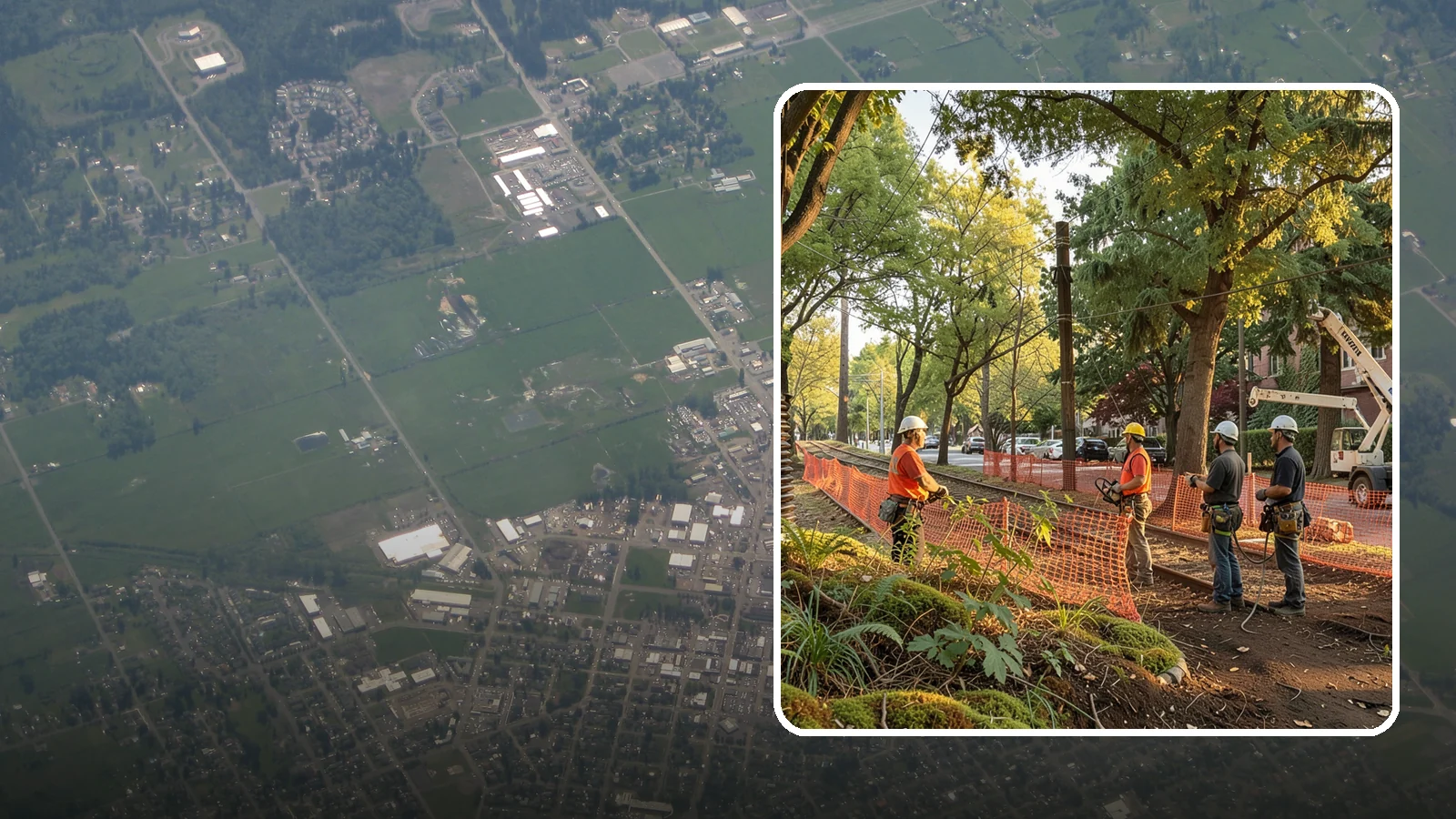 Construction tree protection fencing in Enumclaw, King County, WA - The installation of protective fencing around tree protection zones.