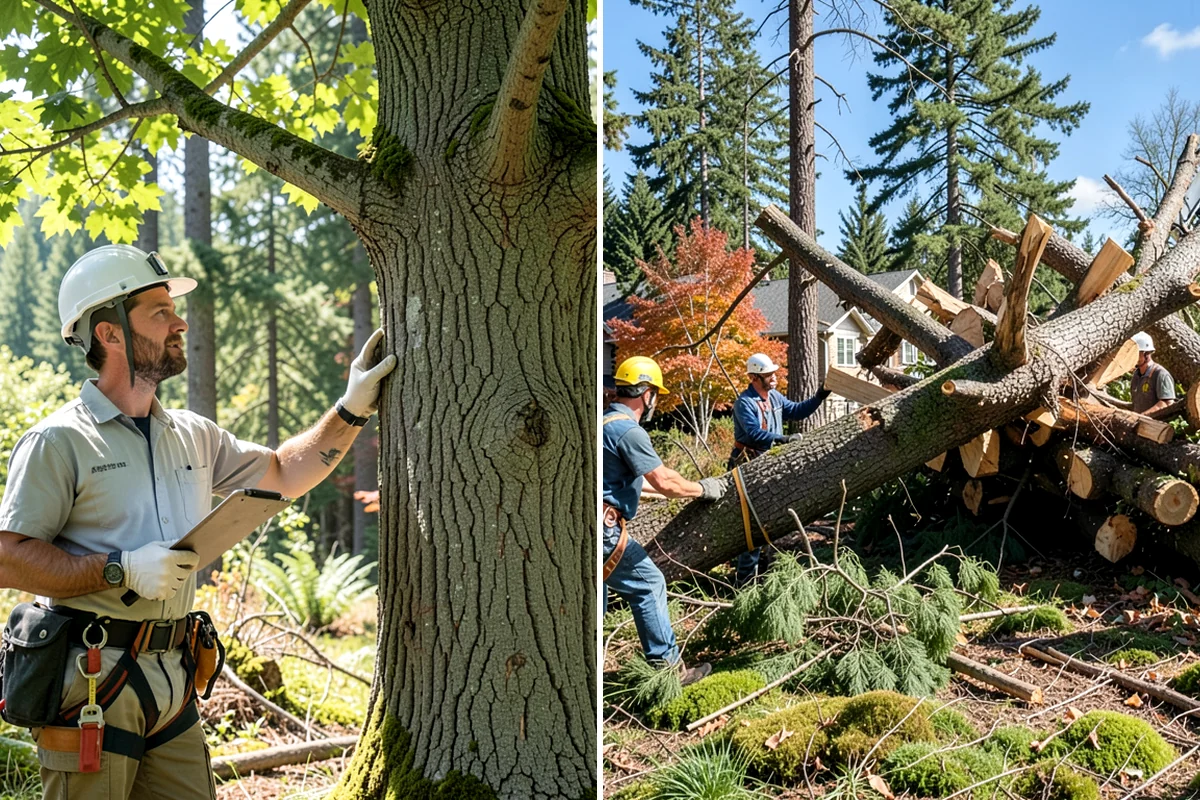 Construction tree protection fencing in Enumclaw, King County, WA - Identify trees to retain and their protection zones