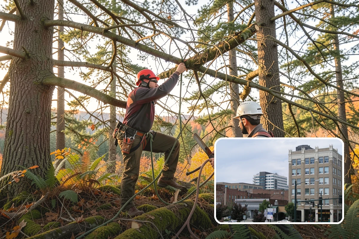 Construction tree protection fencing in Everett, Snohomish County, WA - Protects valued trees during projects