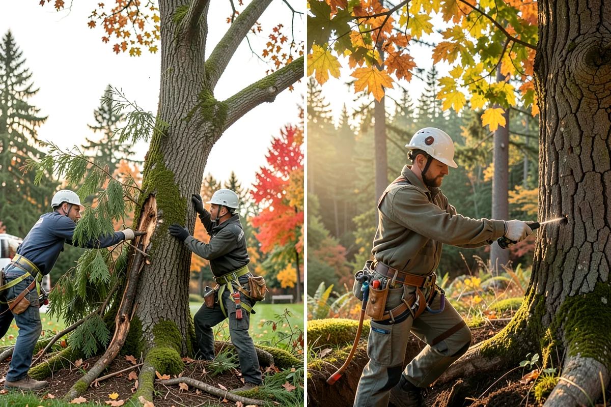 Construction tree protection fencing in Federal Way, King County, WA - Identify trees to retain and their protection zones