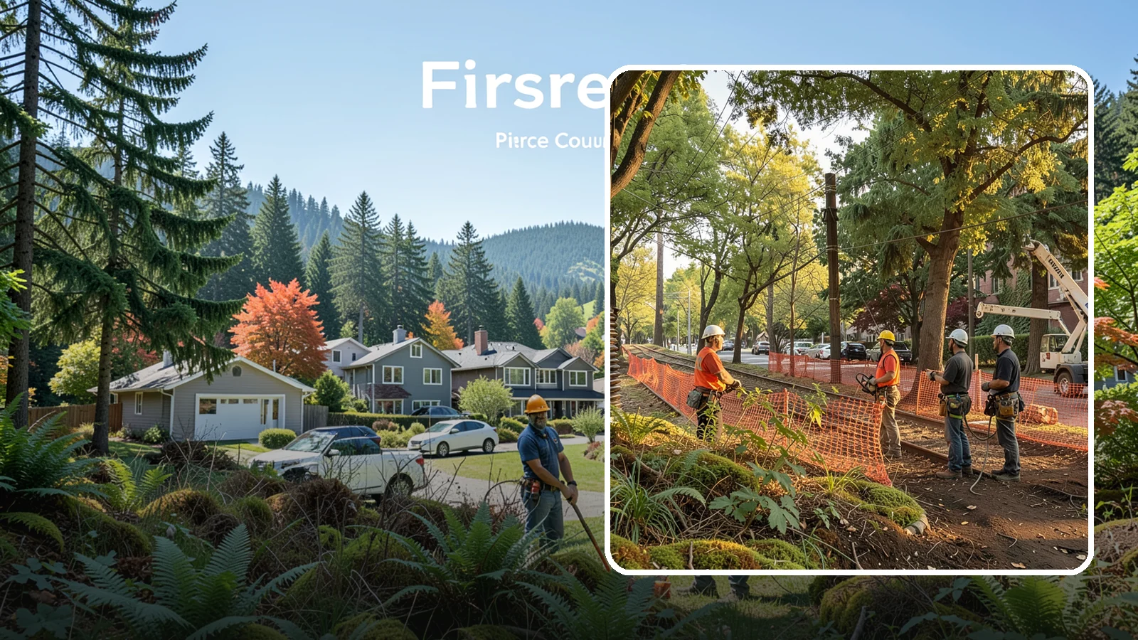 Construction tree protection fencing in Fircrest, Pierce County, WA - The installation of protective fencing around tree protection zones.