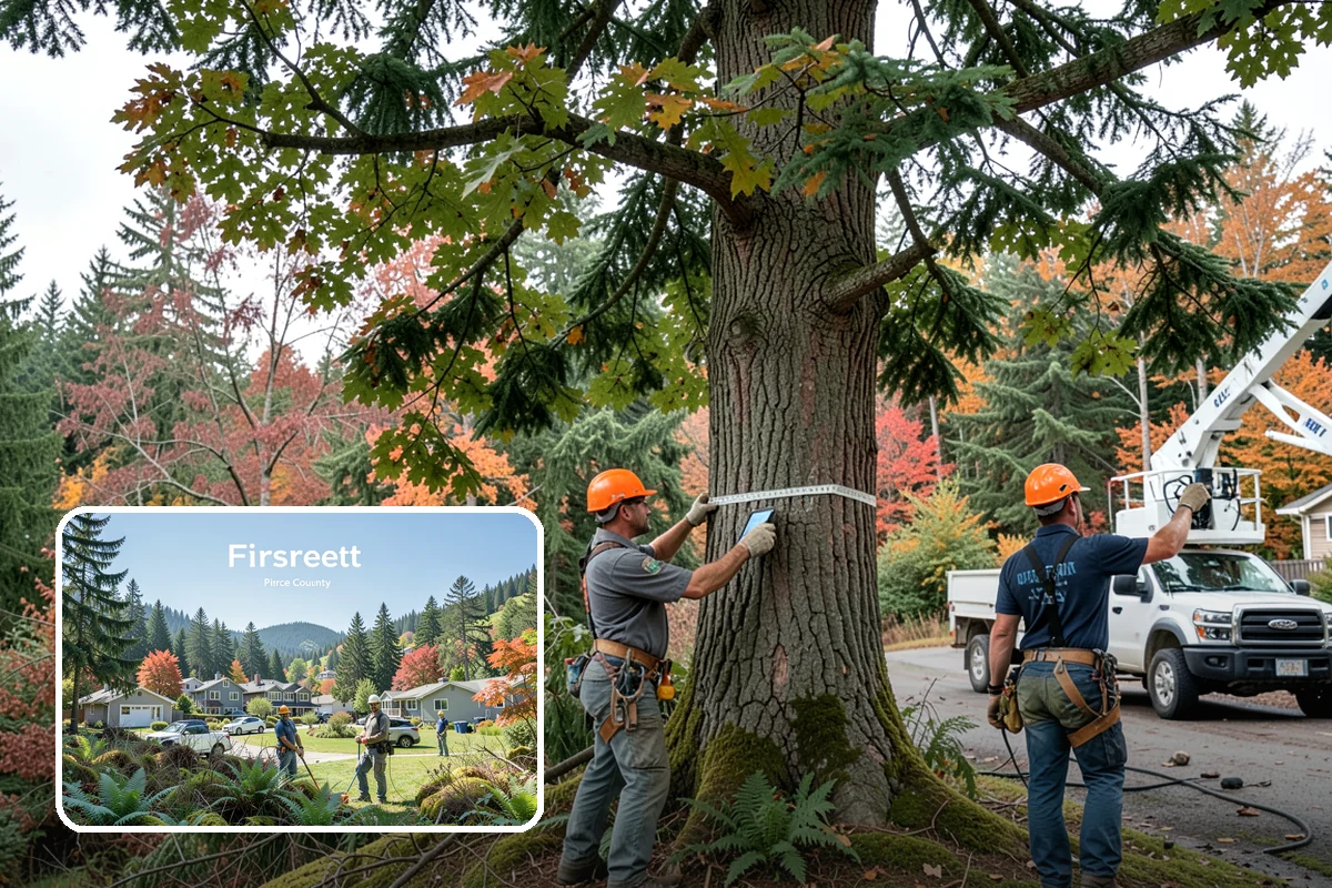 Construction tree protection fencing in Fircrest, Pierce County, WA - Protects valued trees during projects