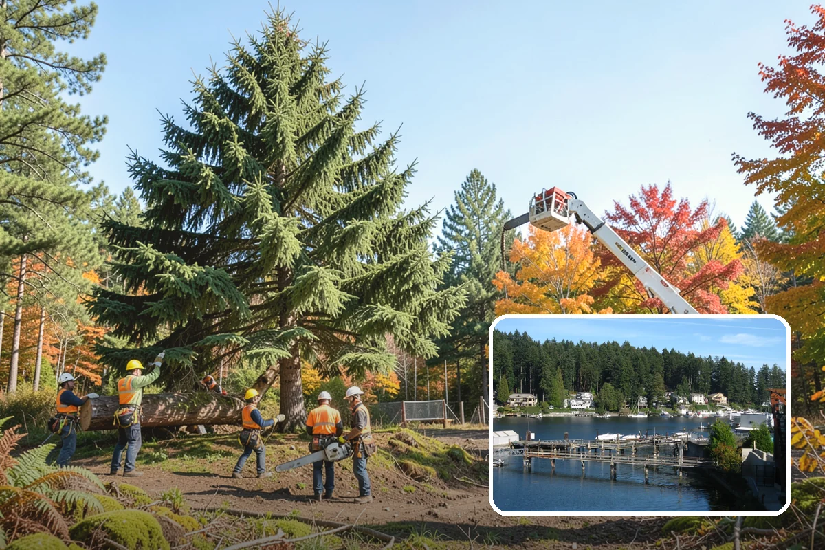 Construction tree protection fencing in Gig Harbor, Pierce County, WA - Protects valued trees during projects
