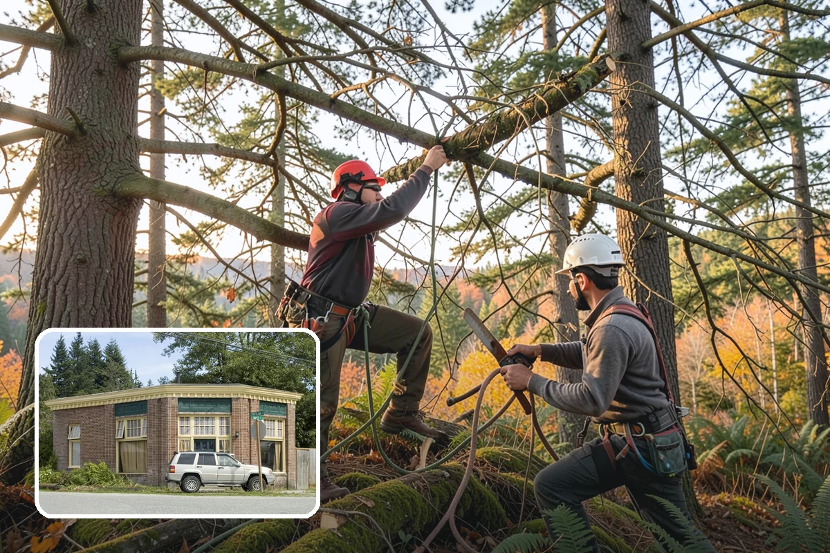 Construction tree protection fencing in Hamilton, Skagit County, WA - Protects valued trees during projects