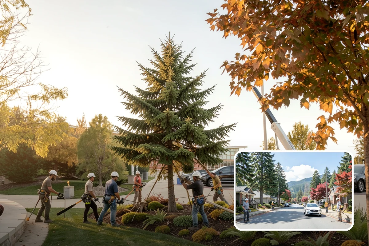 Construction tree protection fencing in Hunts Point, King County, WA - Protects valued trees during projects
