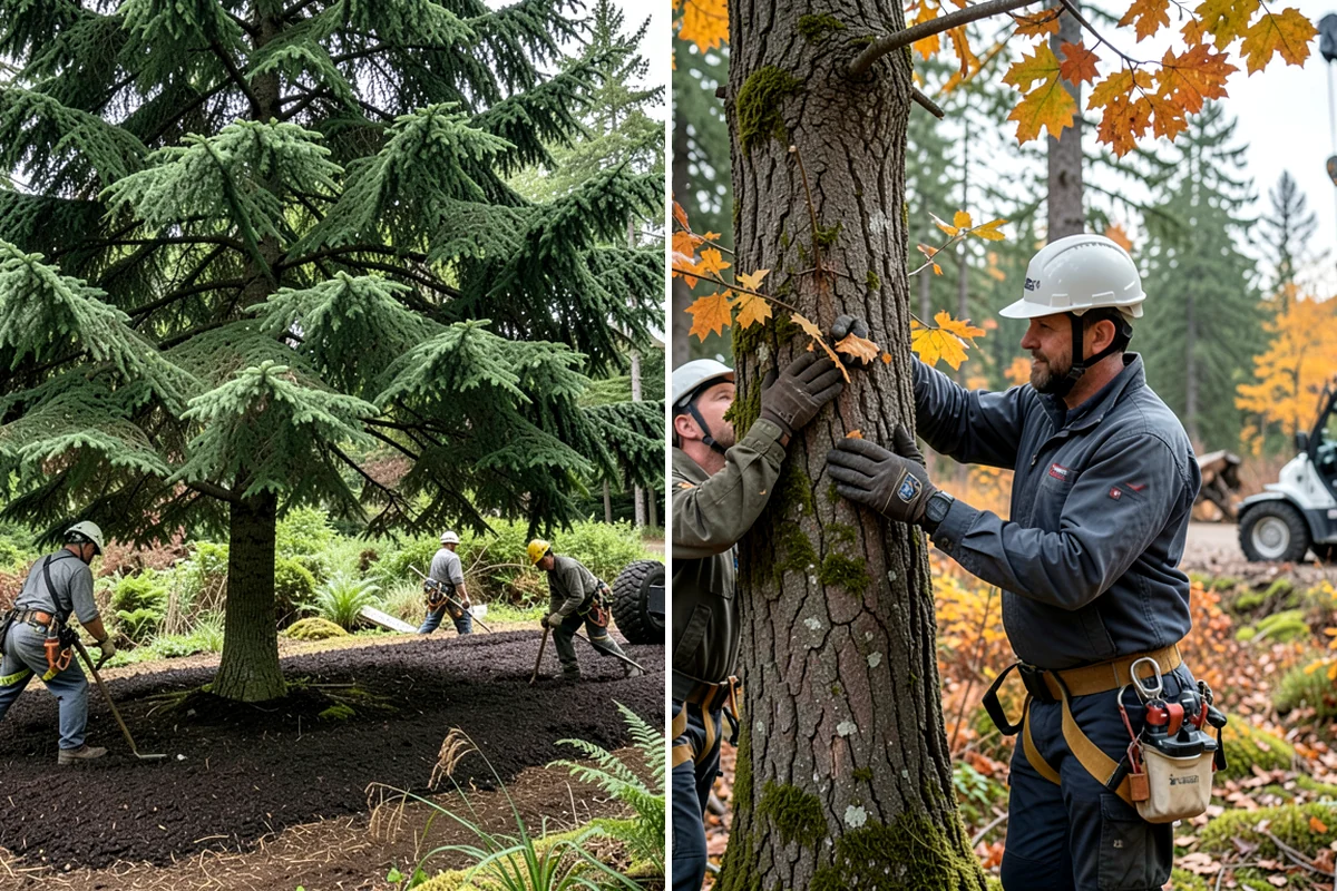 Construction tree protection fencing in Hunts Point, King County, WA - Identify trees to retain and their protection zones