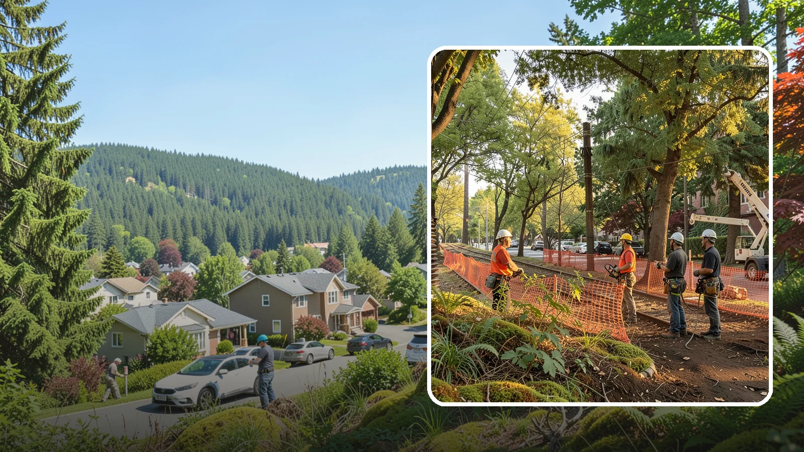 Construction tree protection fencing in Index, Snohomish County, WA - The installation of protective fencing around tree protection zones.