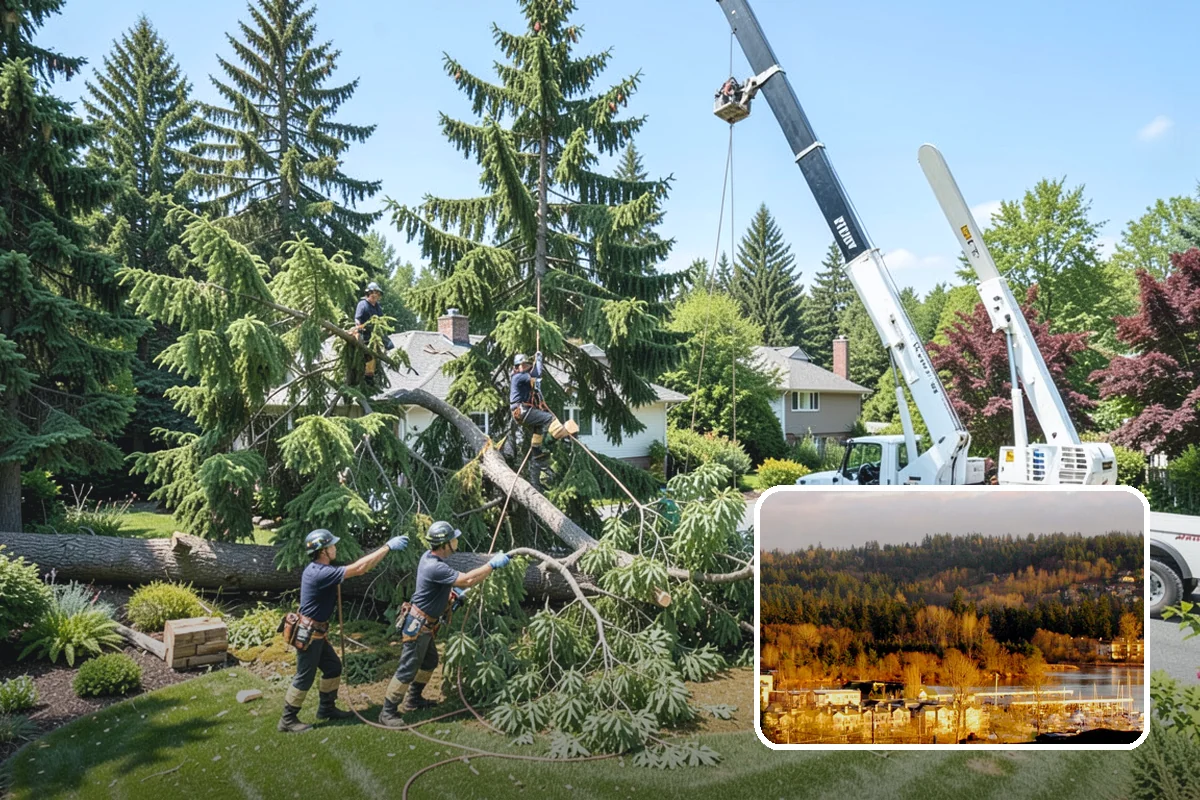 Construction tree protection fencing in Kenmore, King County, WA - Protects valued trees during projects