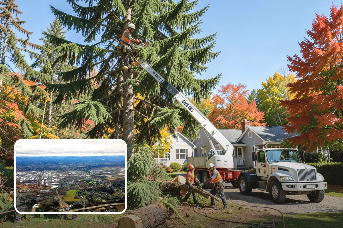 Construction tree protection fencing in Kent, King County, WA - Protects valued trees during projects