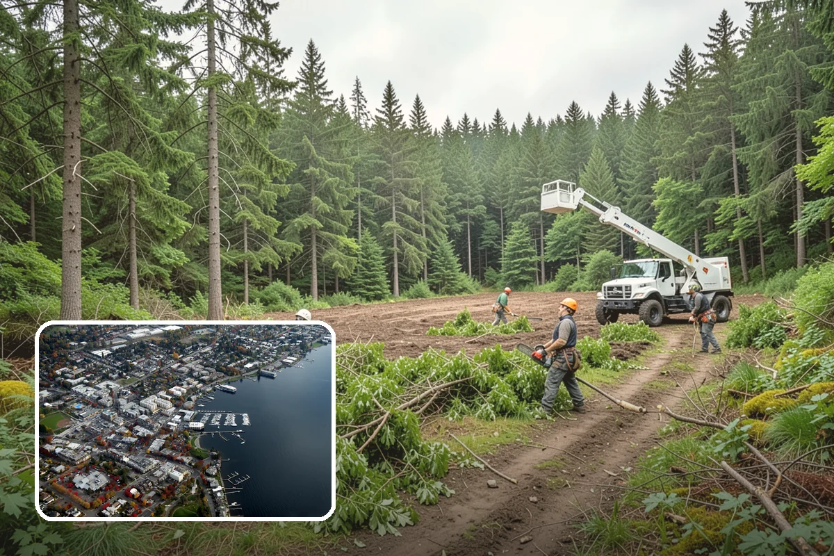 Construction tree protection fencing in Kirkland, King County, WA - Protects valued trees during projects