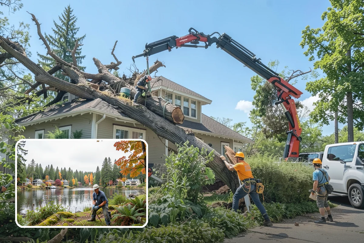 Construction tree protection fencing in La Conner, Skagit County, WA - Protects valued trees during projects