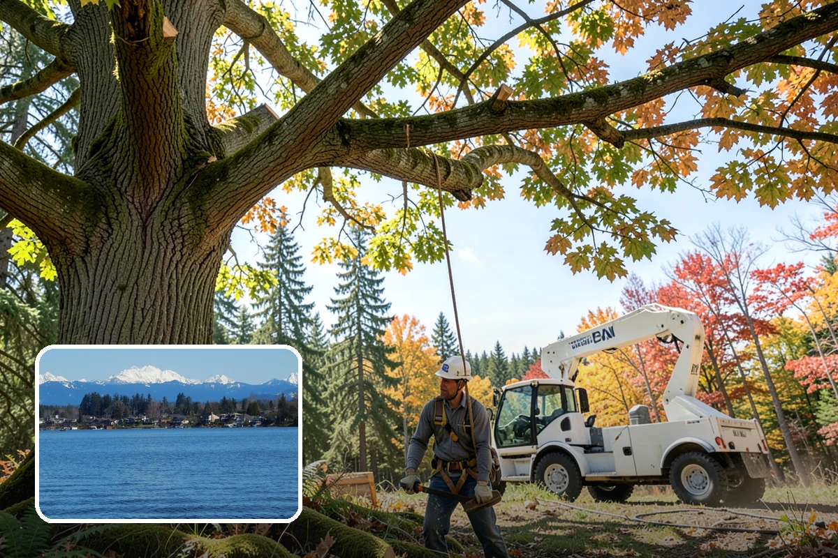 Construction tree protection fencing in Lake Stevens, Snohomish County, WA - Protects valued trees during projects