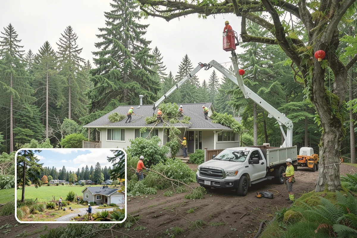 Construction tree protection fencing in Lyman, Skagit County, WA - Protects valued trees during projects