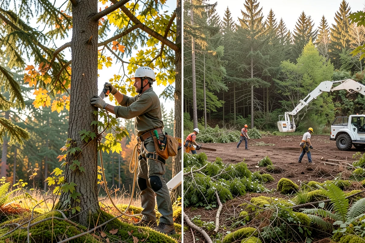 Construction tree protection fencing in Lyman, Skagit County, WA - Identify trees to retain and their protection zones