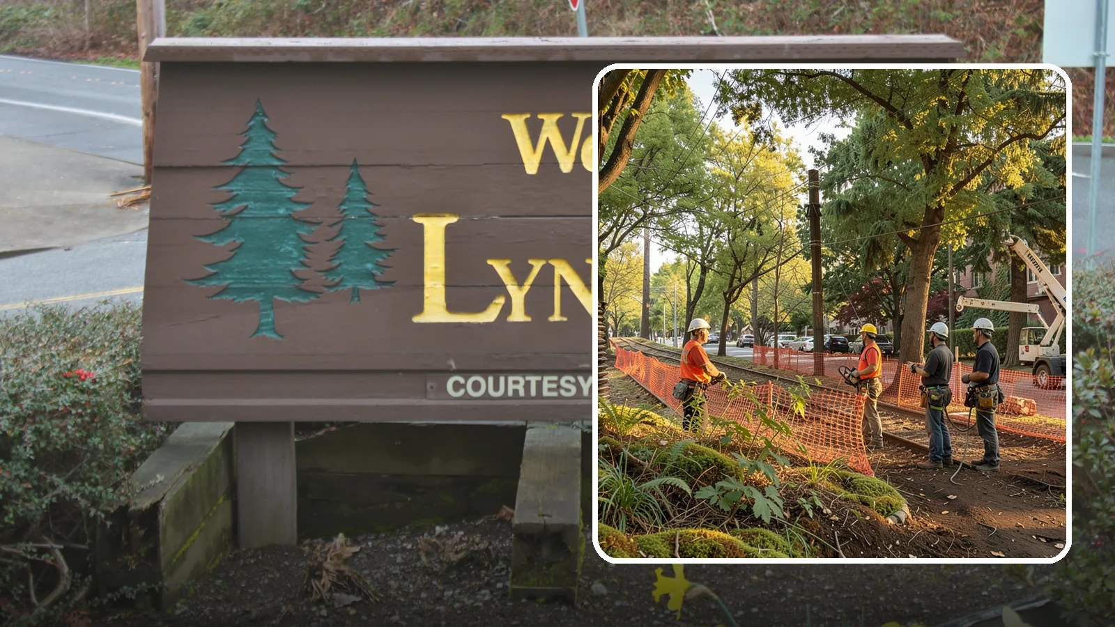 Construction tree protection fencing in Lynnwood, Snohomish County, WA - The installation of protective fencing around tree protection zones.