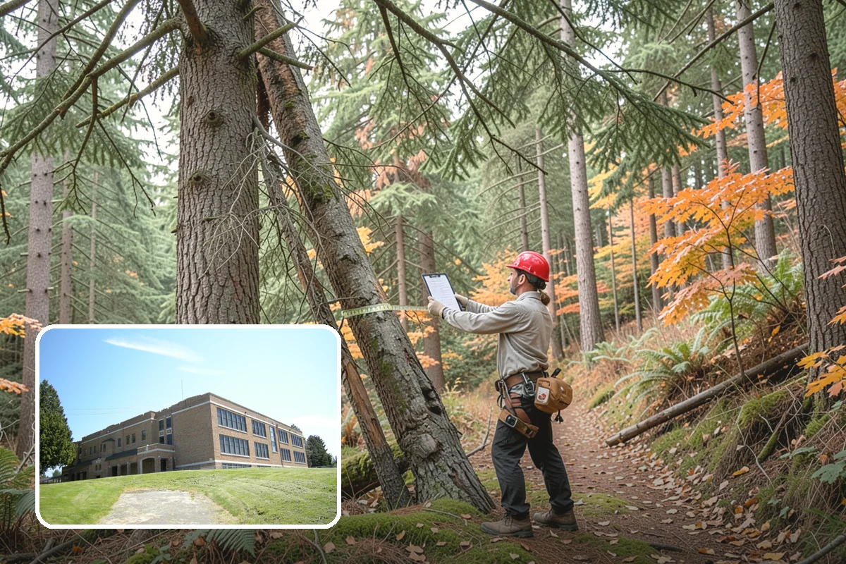 Construction tree protection fencing in Maple Valley, King County, WA - Protects valued trees during projects