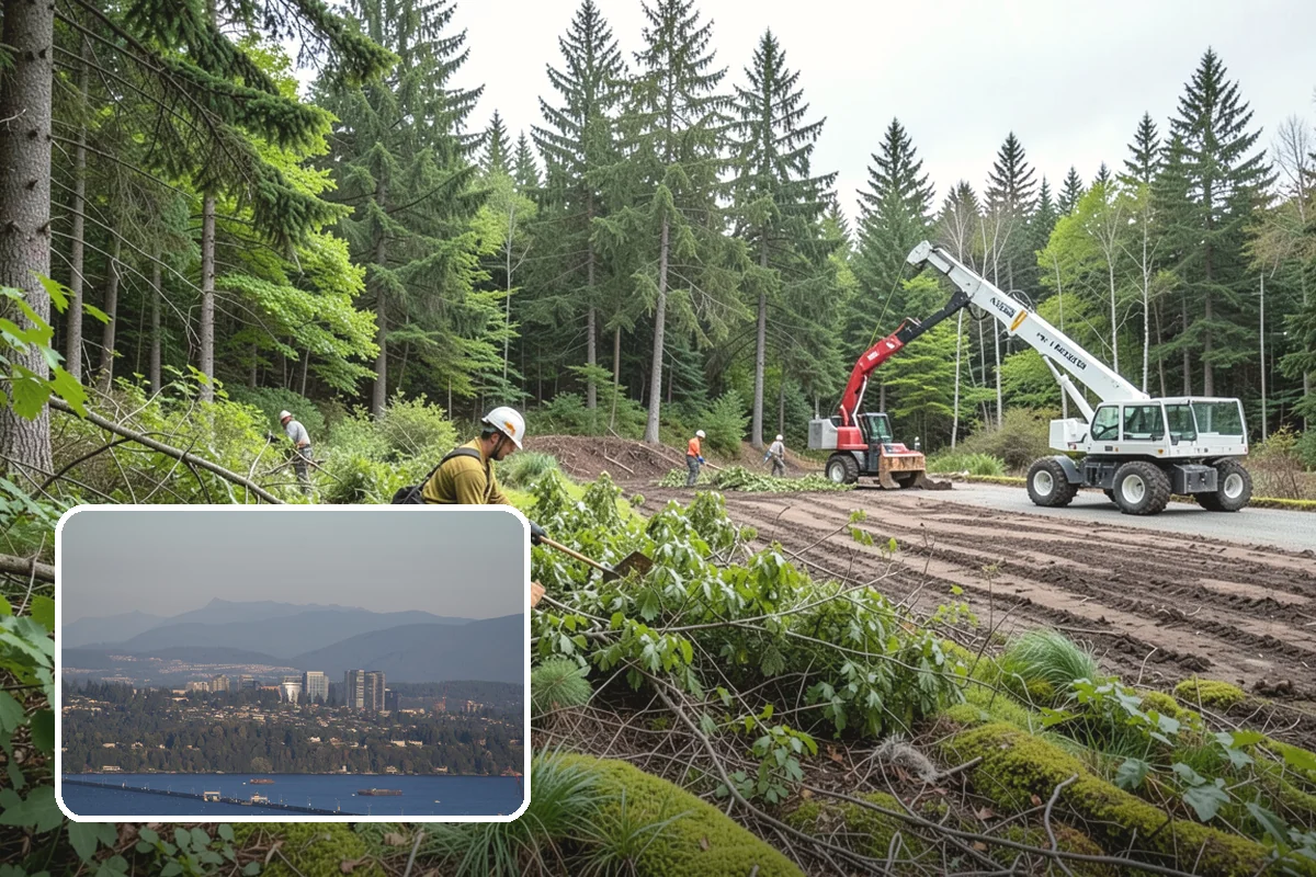 Construction tree protection fencing in Medina, King County, WA - Protects valued trees during projects