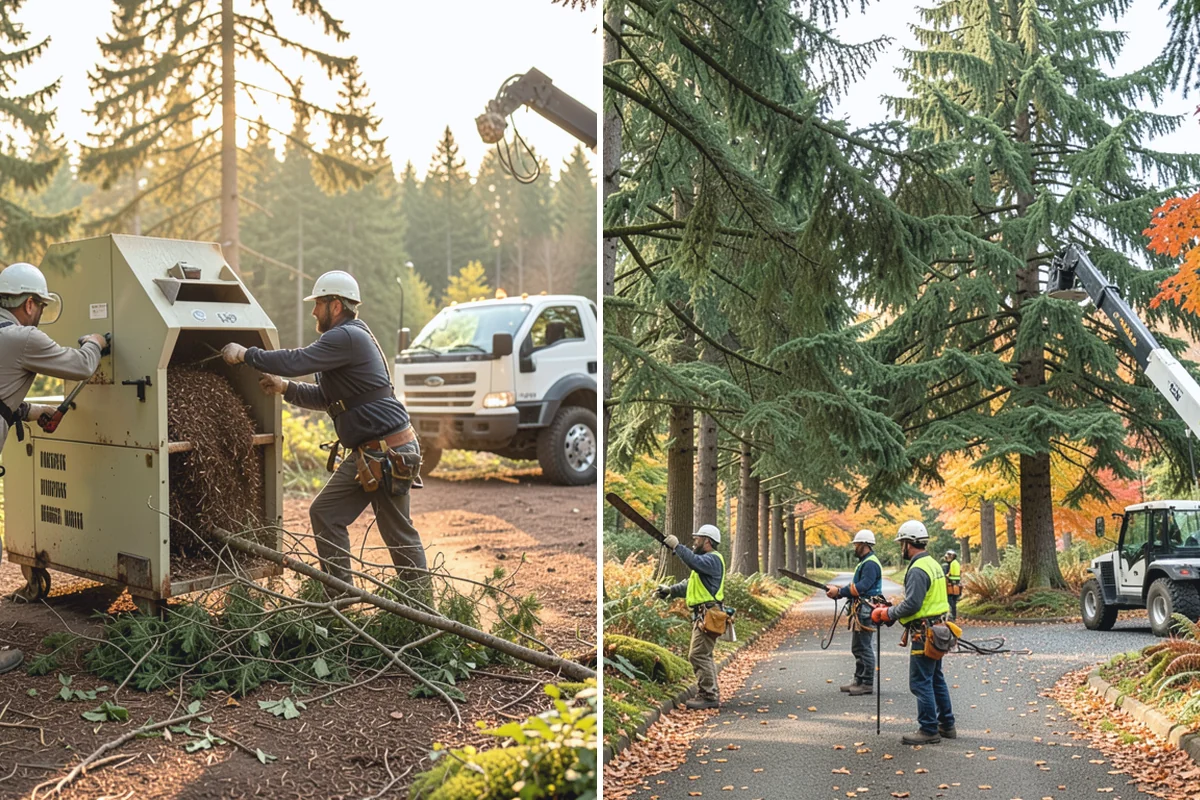 Construction tree protection fencing in Medina, King County, WA - Identify trees to retain and their protection zones