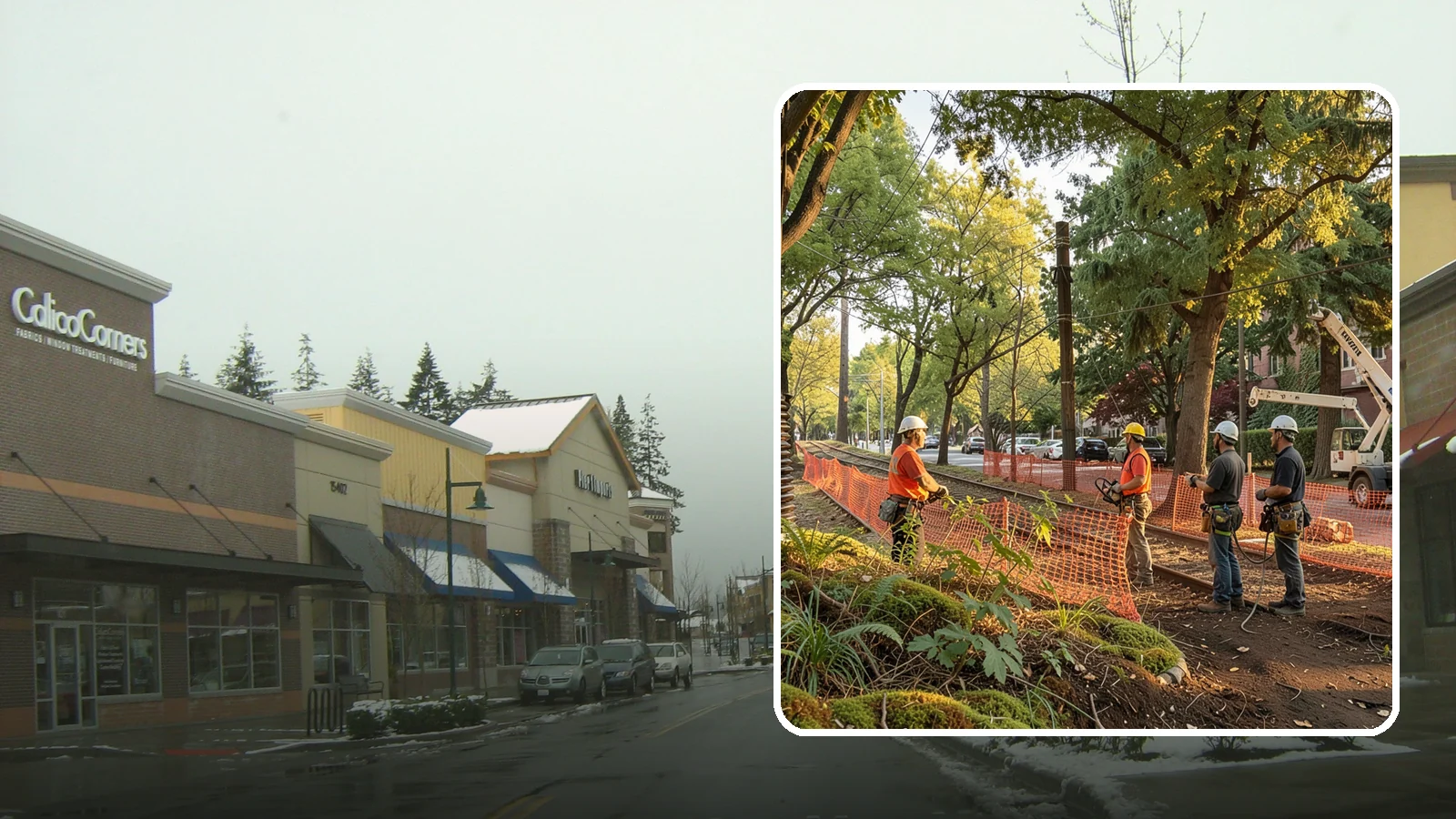 Construction tree protection fencing in Mill Creek, Snohomish County, WA - The installation of protective fencing around tree protection zones.