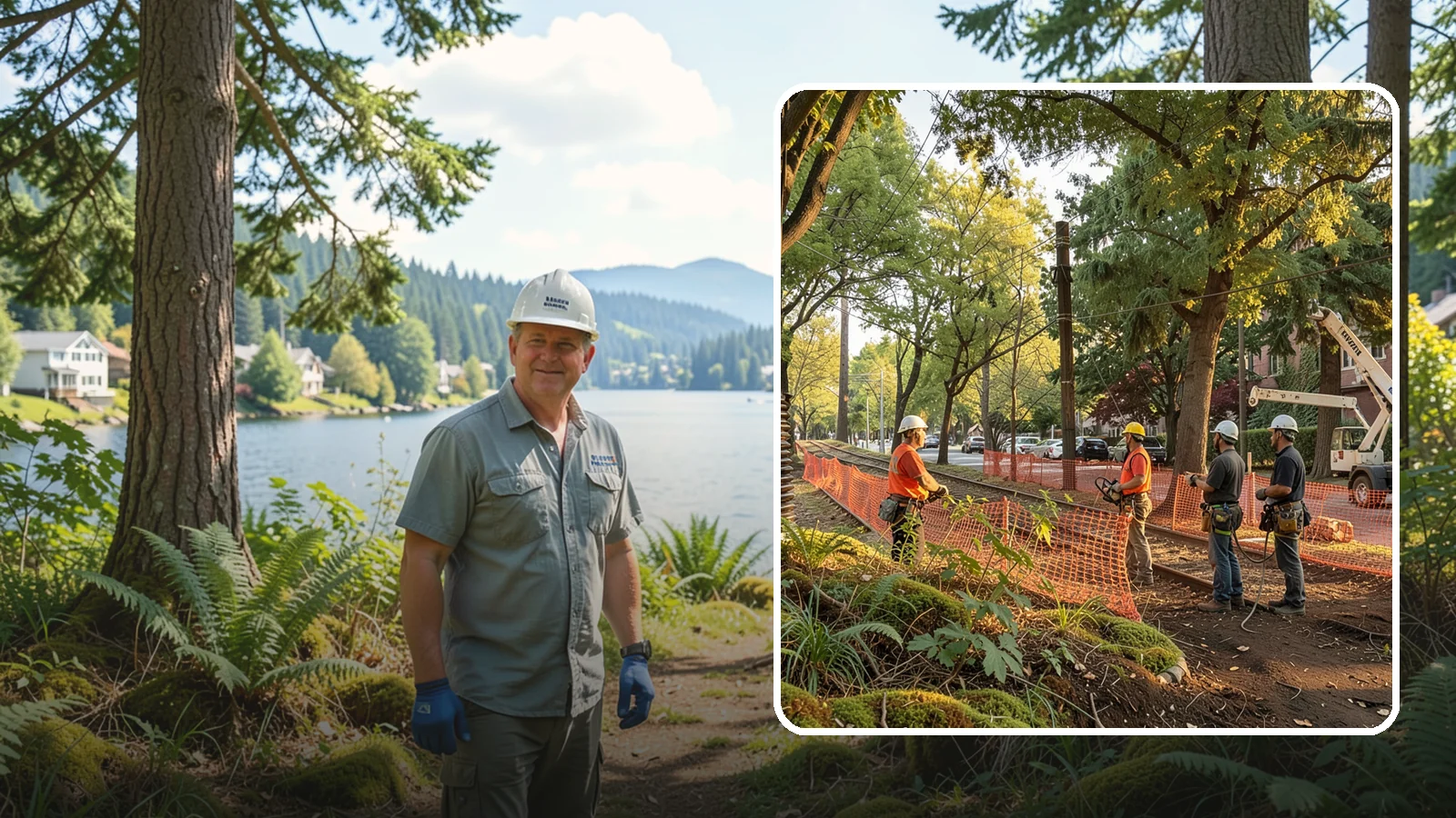Construction tree protection fencing in Milton, King County, WA - The installation of protective fencing around tree protection zones.