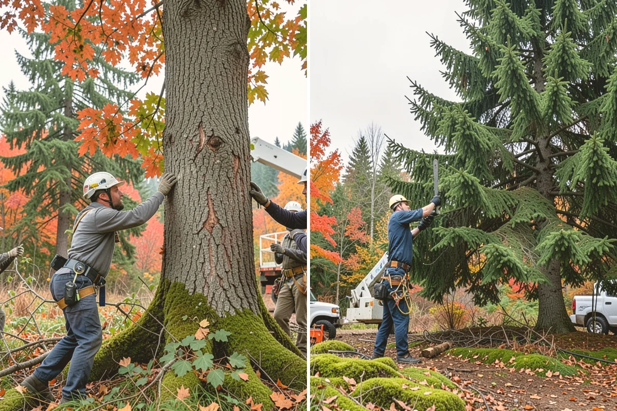 Construction tree protection fencing in Milton, King County, WA - Identify trees to retain and their protection zones