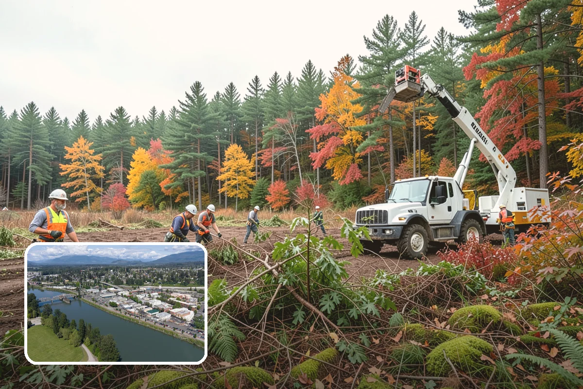 Construction tree protection fencing in Mount Vernon, Skagit County, WA - Protects valued trees during projects