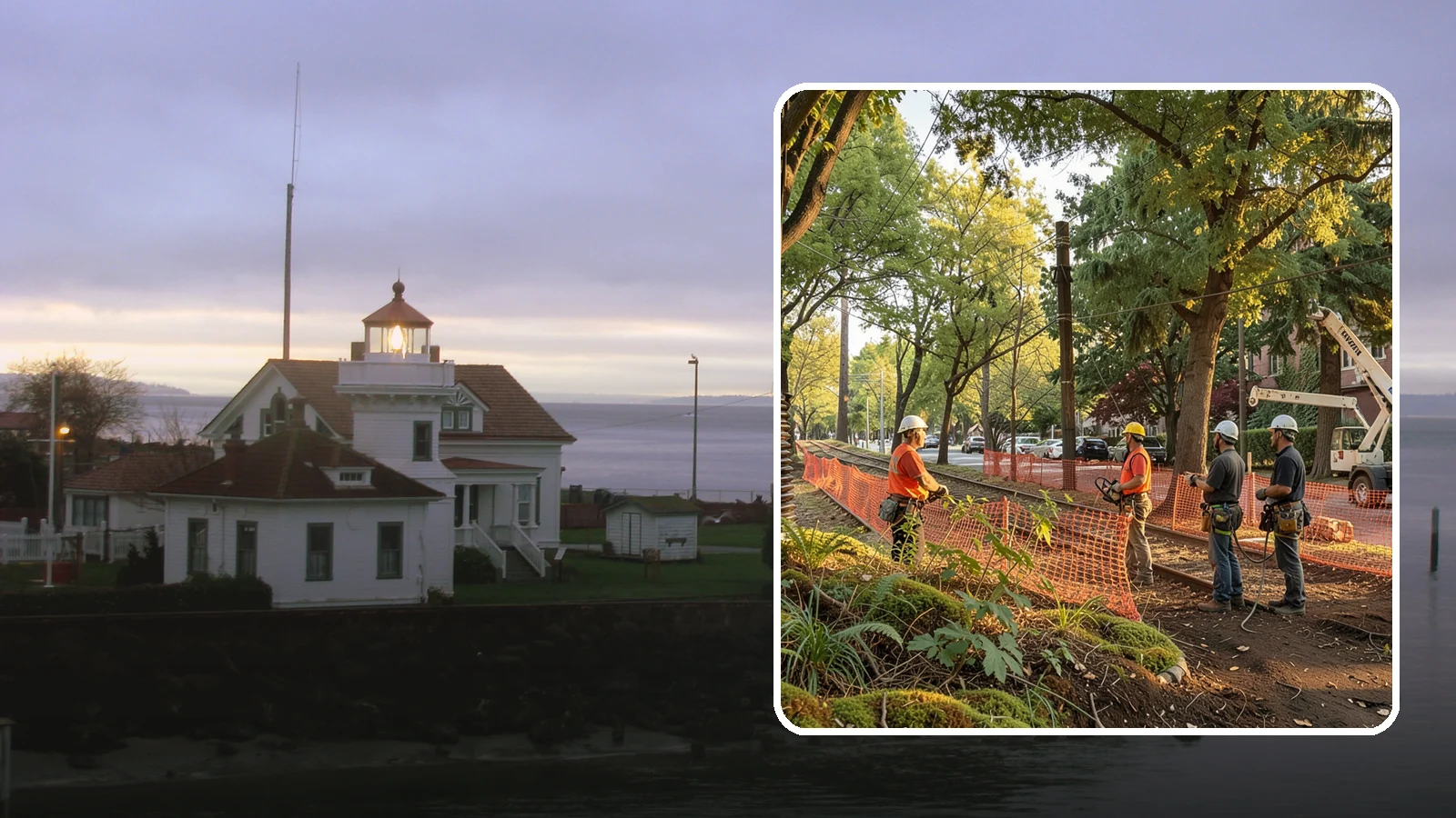 Construction tree protection fencing in Mukilteo, Snohomish County, WA - The installation of protective fencing around tree protection zones.