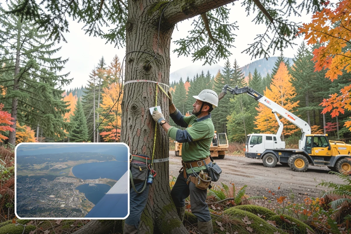 Construction tree protection fencing in Oak Harbor, Island County, WA - Protects valued trees during projects