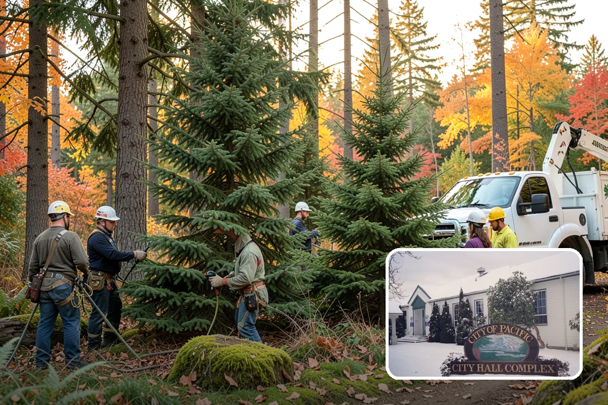 Construction tree protection fencing in Pacific, King County, WA - Protects valued trees during projects