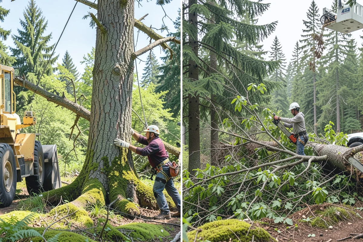 Construction tree protection fencing in Redmond, King County, WA - Identify trees to retain and their protection zones