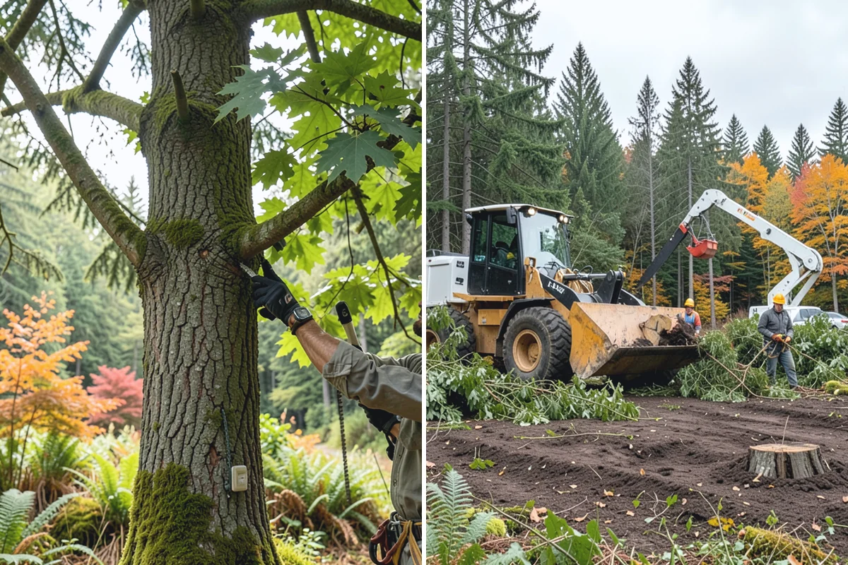 Construction tree protection fencing in Renton, King County, WA - Identify trees to retain and their protection zones