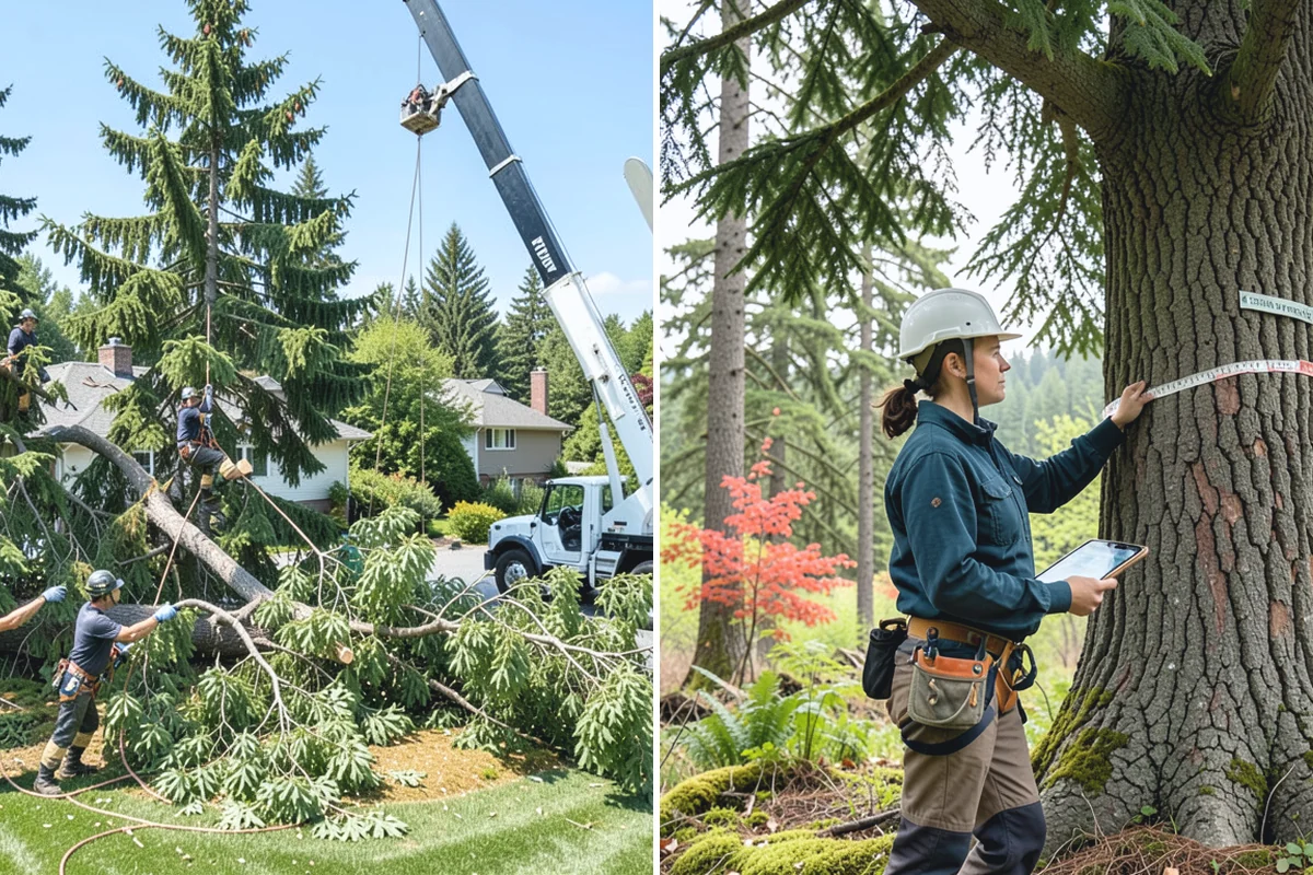 Construction tree protection fencing in Roy, Pierce County, WA - Identify trees to retain and their protection zones