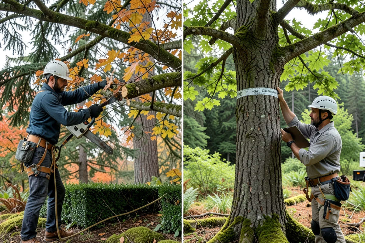 Construction tree protection fencing in SeaTac, King County, WA - Identify trees to retain and their protection zones