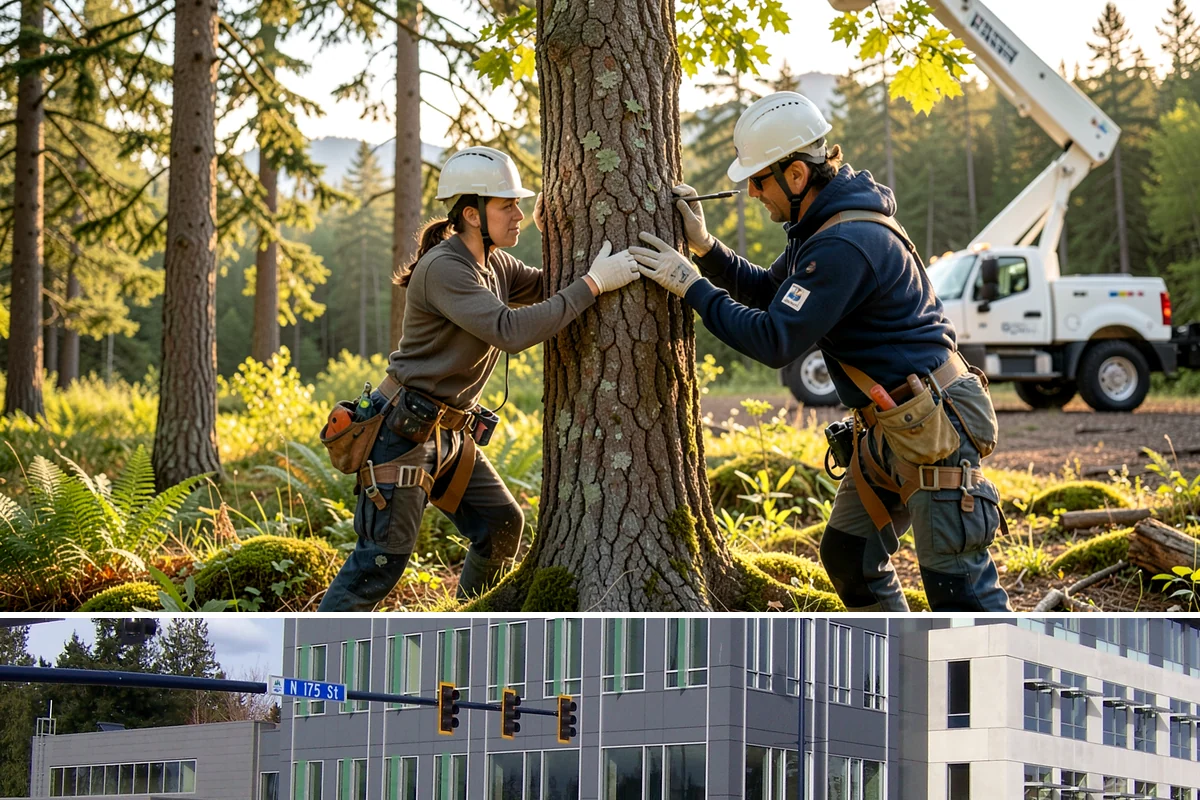 Construction tree protection fencing in Shoreline, King County, WA - This service can be performed year-round in the Puget Sound region but must occur before ground-disturbing construction begins to...