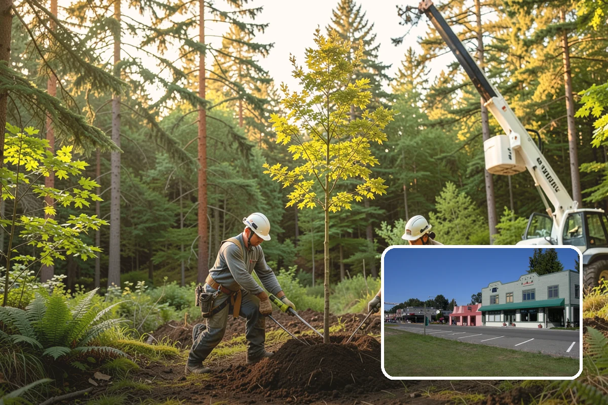 Construction tree protection fencing in Snoqualmie, King County, WA - Protects valued trees during projects