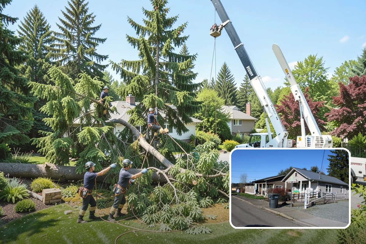 Construction tree protection fencing in South Prairie, Pierce County, WA - Protects valued trees during projects
