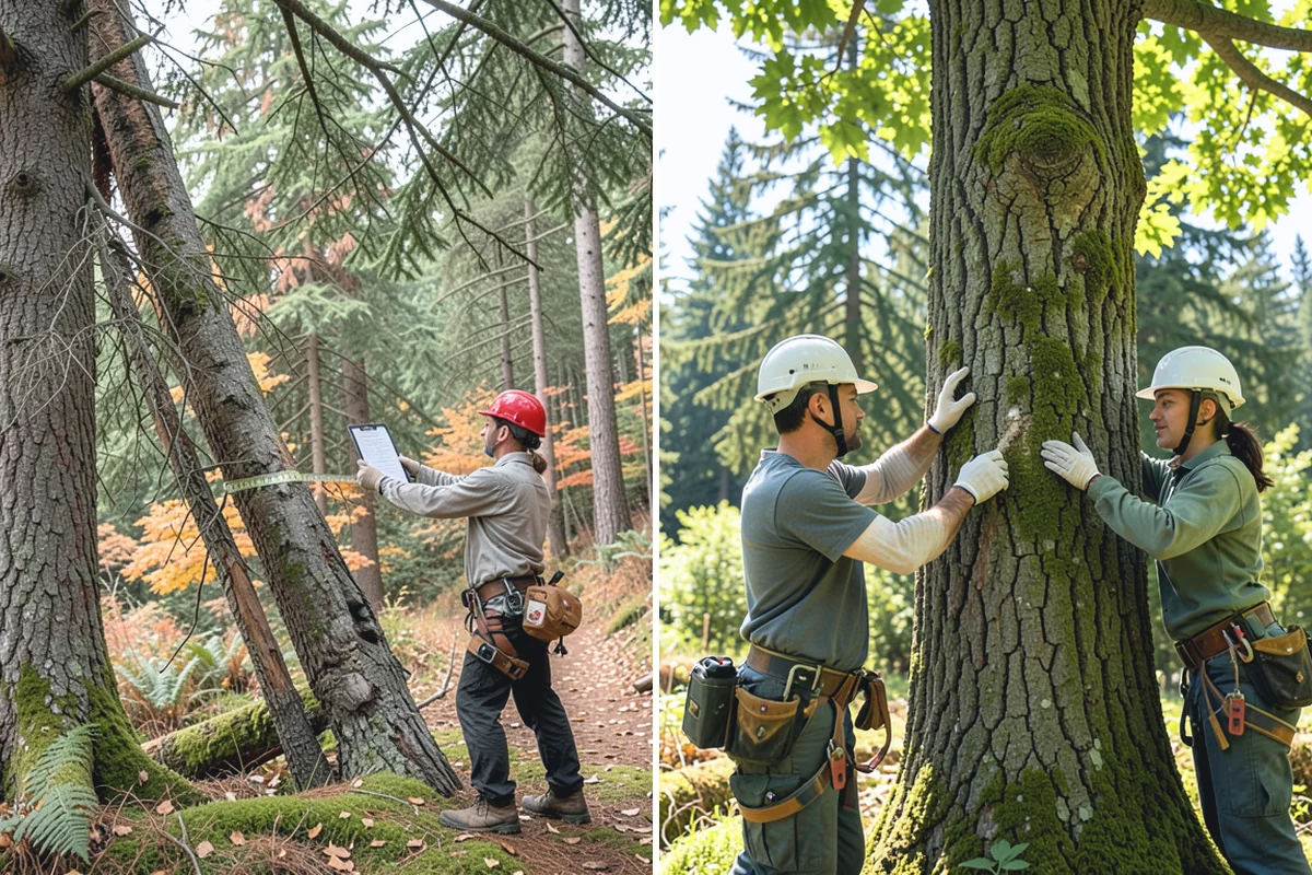 Construction tree protection fencing in South Prairie, Pierce County, WA - Identify trees to retain and their protection zones