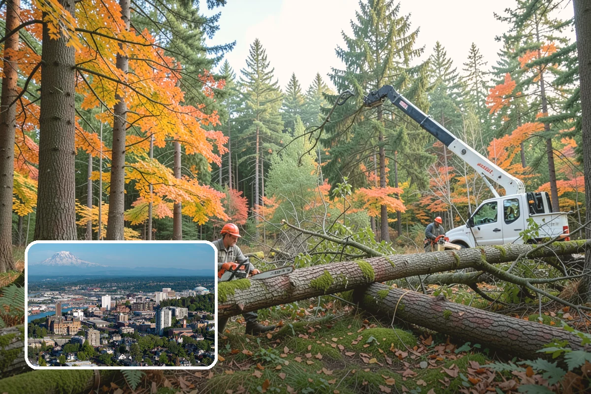 Construction tree protection fencing in Tacoma, Pierce County, WA - Protects valued trees during projects