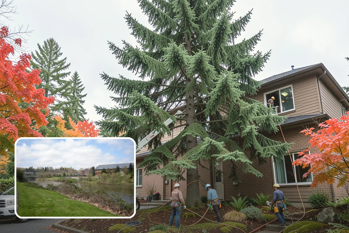Construction tree protection fencing in Tukwila, King County, WA - Protects valued trees during projects