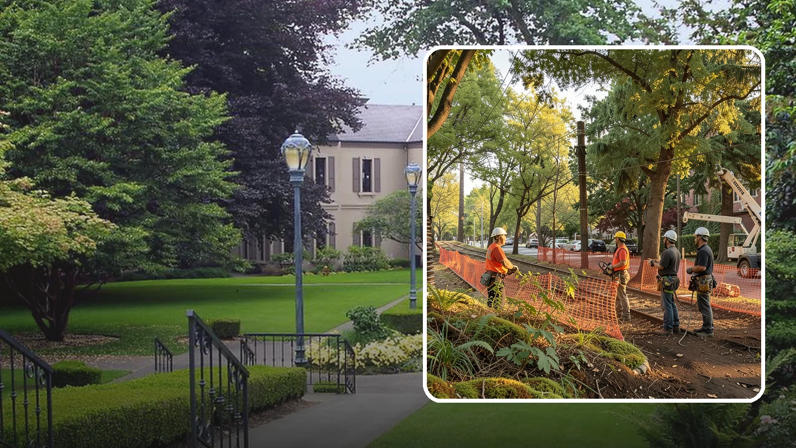 Construction tree protection fencing in Woodinville, King County, WA - The installation of protective fencing around tree protection zones.