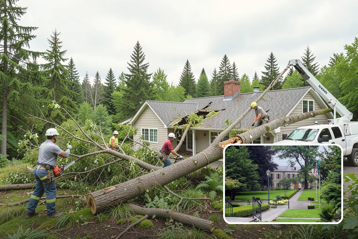 Construction tree protection fencing in Woodinville, King County, WA - Protects valued trees during projects