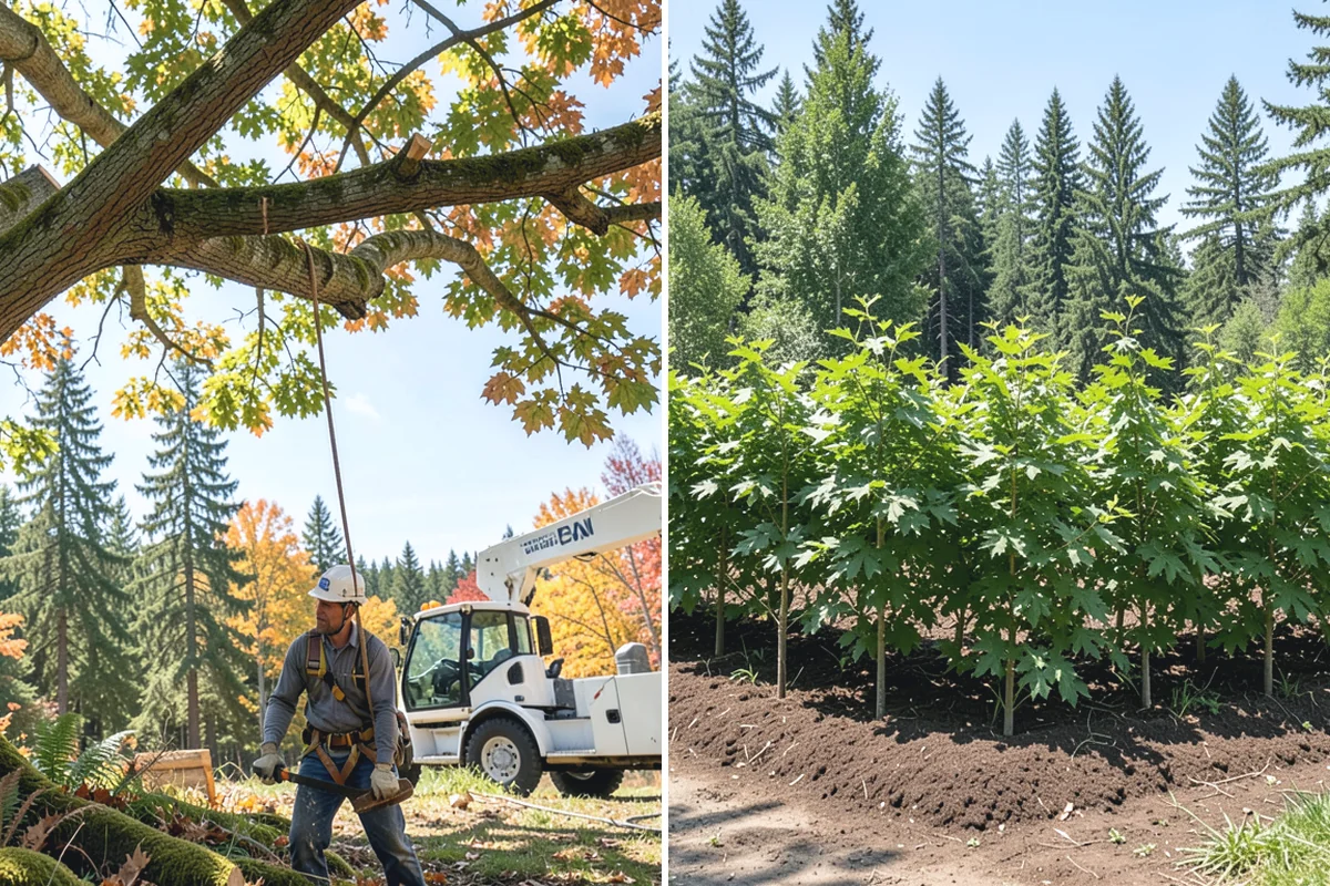 Construction tree protection fencing in Woodinville, King County, WA - Identify trees to retain and their protection zones