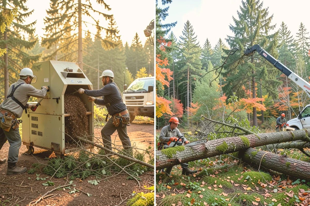 Crane-assisted tree removal in Algona, King County, WA - On-site assessment and hazard evaluation