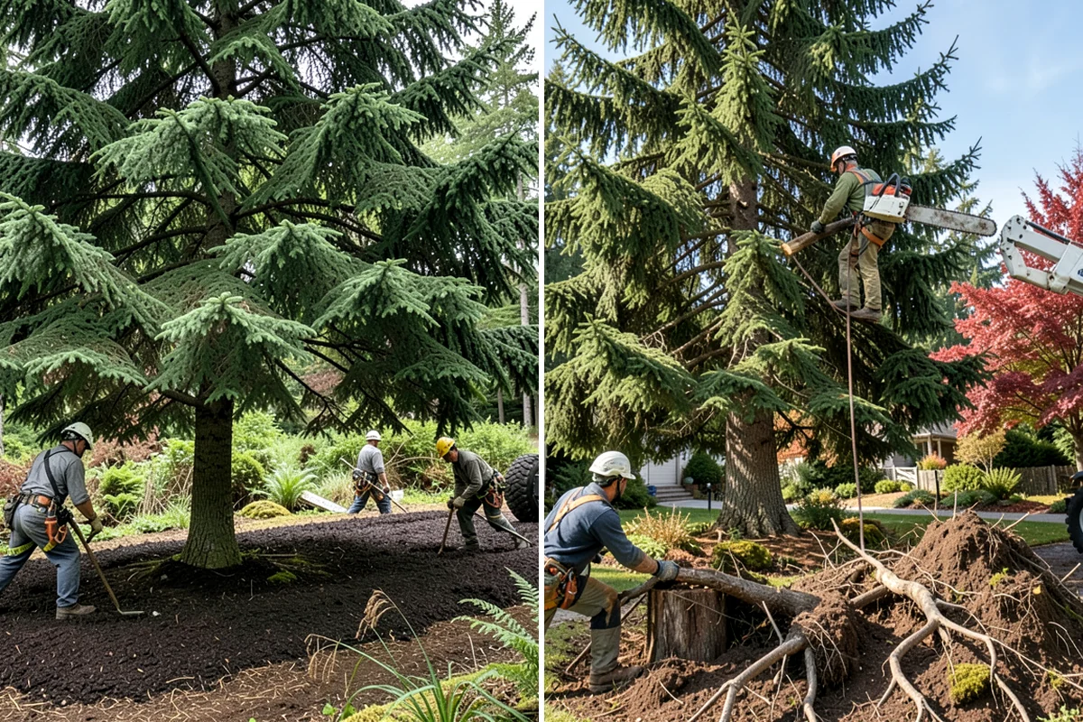 Crane-assisted tree removal in Arlington, Snohomish County, WA - On-site assessment and hazard evaluation