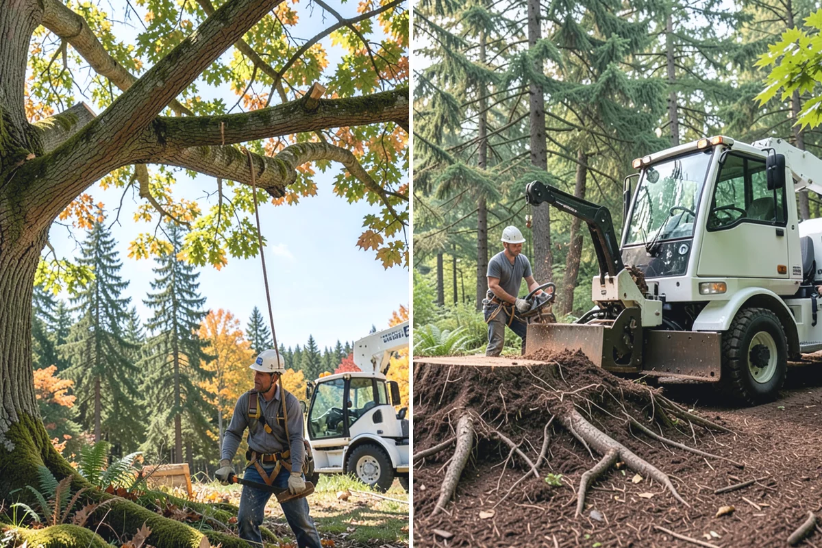 Crane-assisted tree removal in Auburn, King County, WA - On-site assessment and hazard evaluation