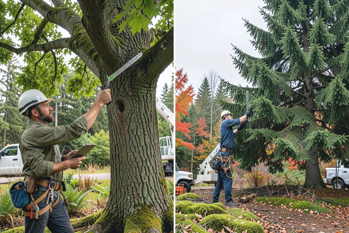 Crane-assisted tree removal in Beaux Arts Village, King County, WA - On-site assessment and hazard evaluation