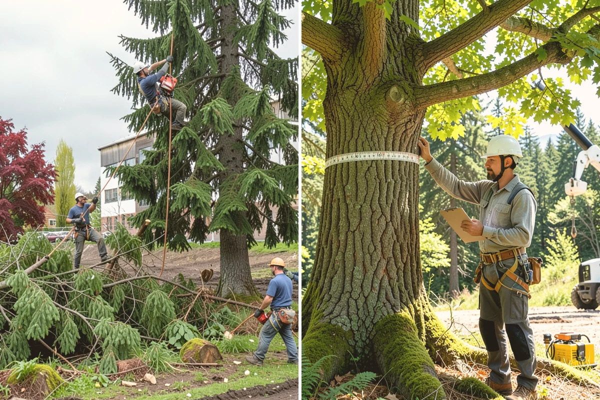 Crane-assisted tree removal in Bellevue, King County, WA - On-site assessment and hazard evaluation