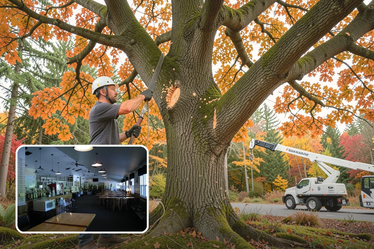 Crane-assisted tree removal in Black Diamond, King County, WA - Removes safety hazards and reduces liability