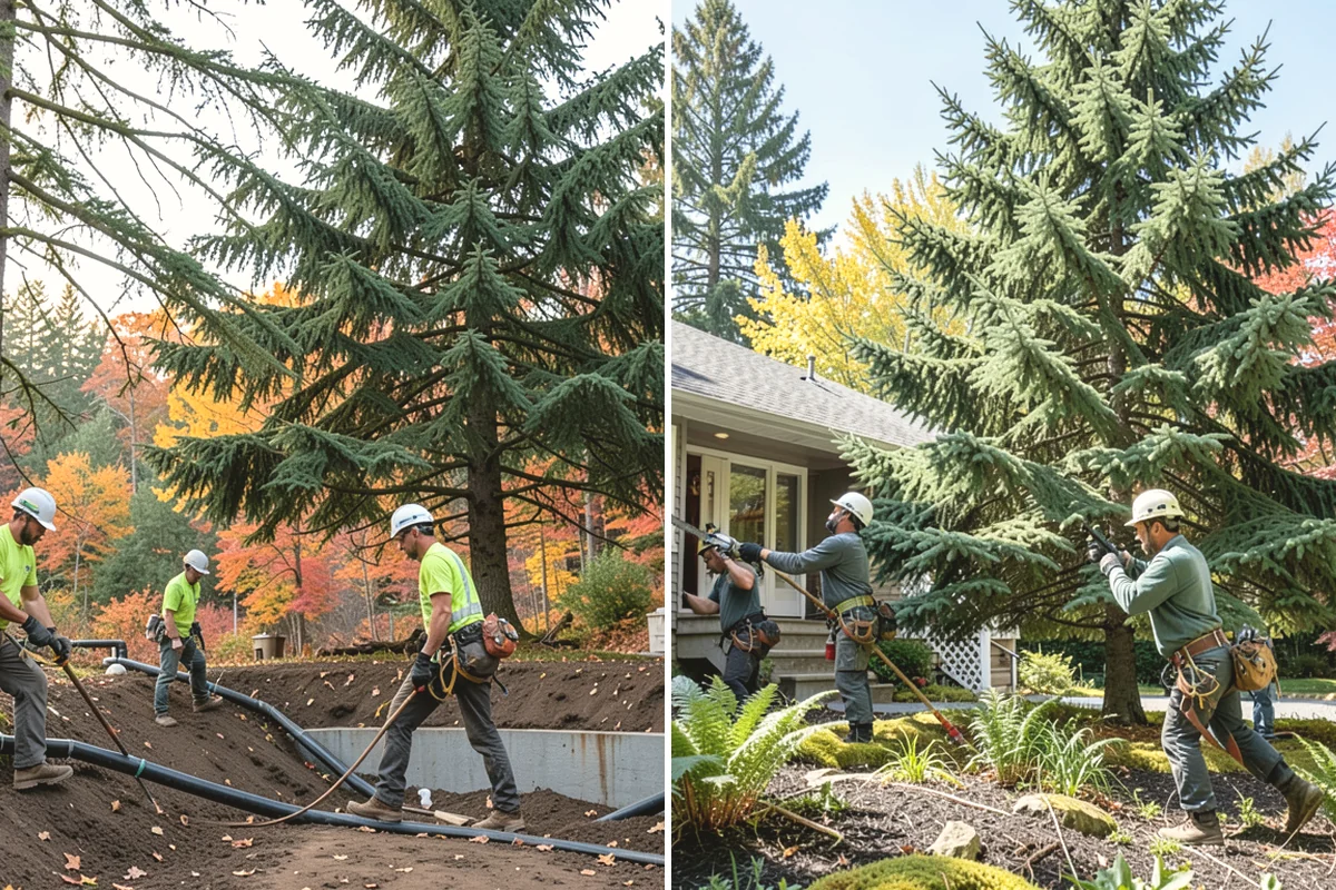 Crane-assisted tree removal in Black Diamond, King County, WA - On-site assessment and hazard evaluation