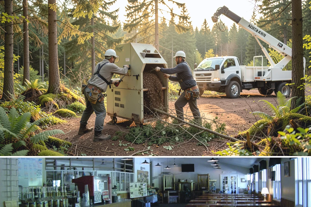 Crane-assisted tree removal in Black Diamond, King County, WA - This service can be performed year-round in Puget Sound weather but requires careful planning during wet seasons to manage ground...